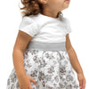 Little Girls Party Dress - White & Grey Florals