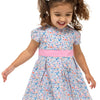 Little Girls Party Dress - Blue Florals