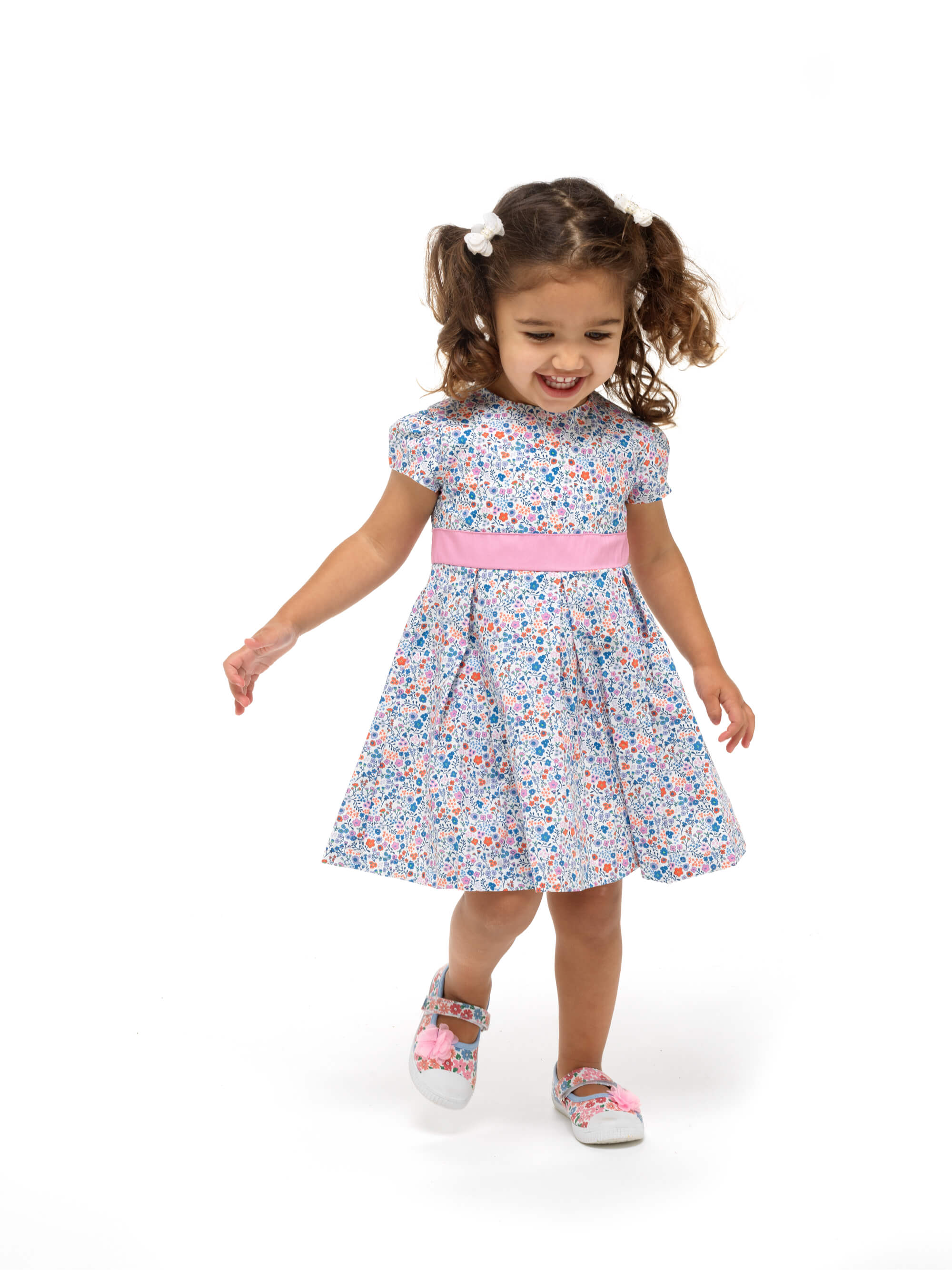 Little Girls Party Dress - Blue Florals Little Girls Party Dress - Blue Florals
