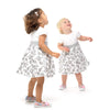 Little Girls Party Dress - White & Grey Florals