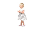 Little Girls Party Dress - White & Grey Florals