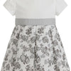 Little Girls Party Dress - White & Grey Florals